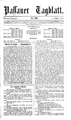 Passauer Tagblatt Mittwoch 1. Oktober 1873