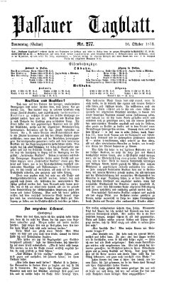 Passauer Tagblatt Donnerstag 16. Oktober 1873