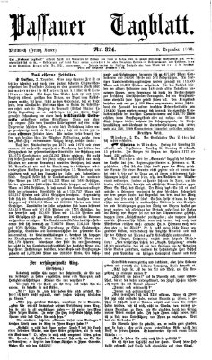 Passauer Tagblatt Mittwoch 3. Dezember 1873