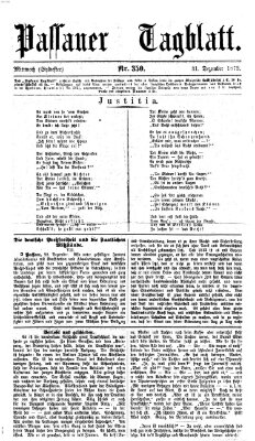 Passauer Tagblatt Mittwoch 31. Dezember 1873