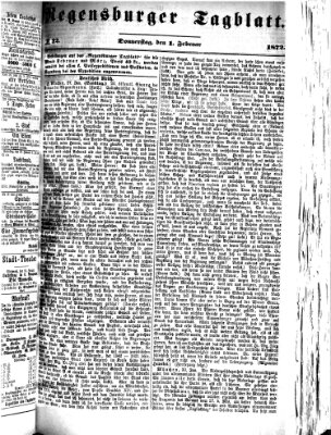 Regensburger Tagblatt Donnerstag 1. Februar 1872