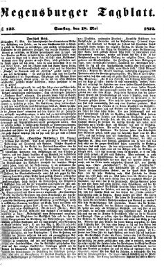Regensburger Tagblatt Samstag 18. Mai 1872