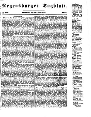 Regensburger Tagblatt Mittwoch 11. September 1872