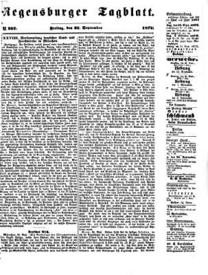 Regensburger Tagblatt Freitag 27. September 1872