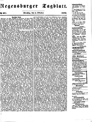 Regensburger Tagblatt Dienstag 1. Oktober 1872