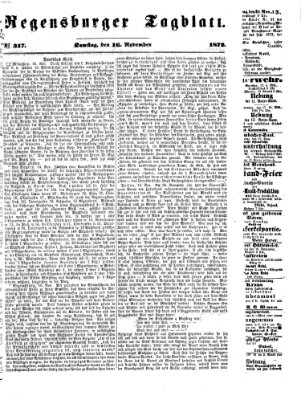 Regensburger Tagblatt Samstag 16. November 1872