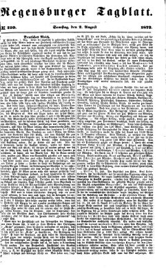 Regensburger Tagblatt Samstag 2. August 1873