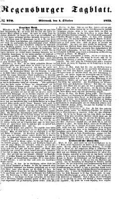 Regensburger Tagblatt Mittwoch 1. Oktober 1873