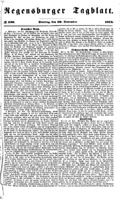 Regensburger Tagblatt Sonntag 30. November 1873