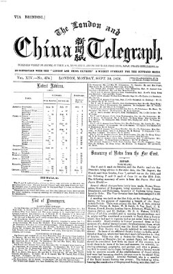 The London and China telegraph Montag 30. September 1872