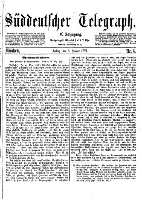 Süddeutscher Telegraph Freitag 5. Januar 1872