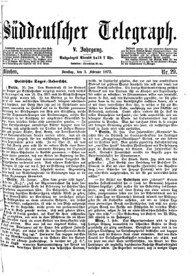 Süddeutscher Telegraph Samstag 3. Februar 1872