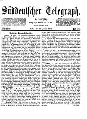 Süddeutscher Telegraph Freitag 23. Februar 1872