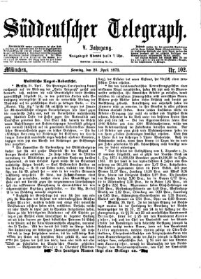 Süddeutscher Telegraph Sonntag 28. April 1872