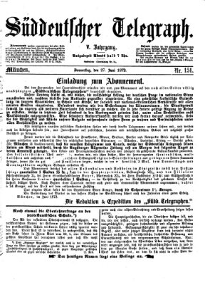 Süddeutscher Telegraph Donnerstag 27. Juni 1872