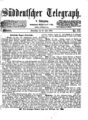 Süddeutscher Telegraph Donnerstag 25. Juli 1872