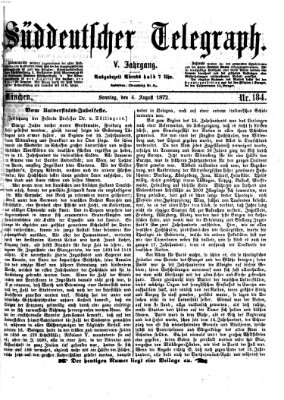 Süddeutscher Telegraph Sonntag 4. August 1872