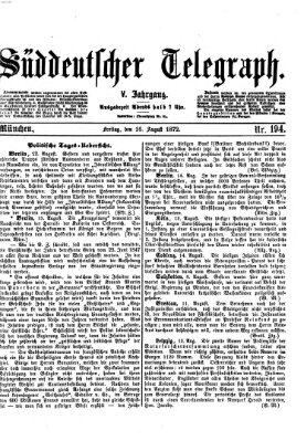 Süddeutscher Telegraph Freitag 16. August 1872