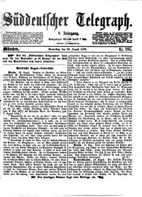 Süddeutscher Telegraph Donnerstag 29. August 1872