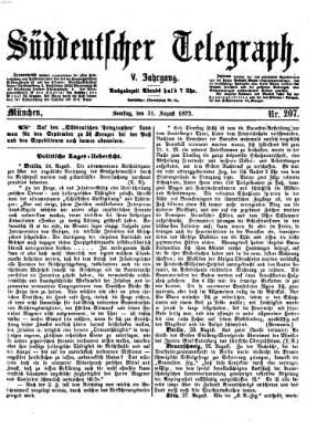 Süddeutscher Telegraph Samstag 31. August 1872