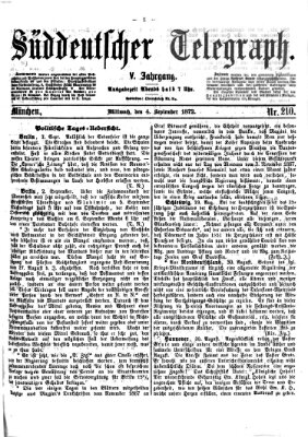 Süddeutscher Telegraph Mittwoch 4. September 1872