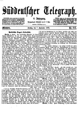 Süddeutscher Telegraph Samstag 7. September 1872