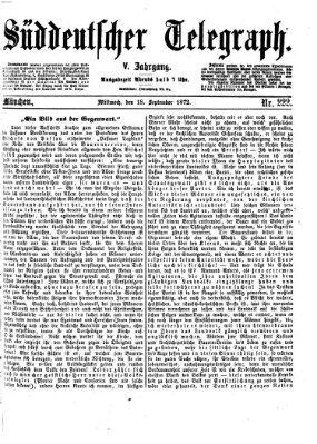 Süddeutscher Telegraph Mittwoch 18. September 1872
