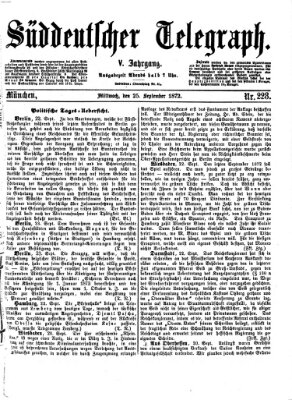 Süddeutscher Telegraph Mittwoch 25. September 1872