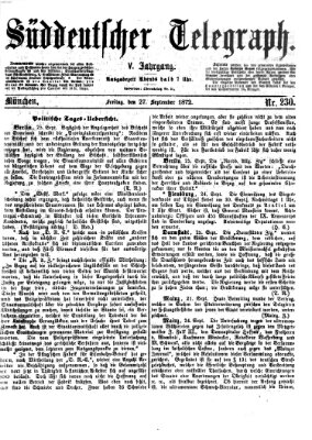 Süddeutscher Telegraph Freitag 27. September 1872