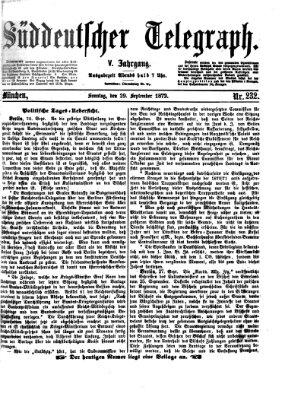 Süddeutscher Telegraph Sonntag 29. September 1872