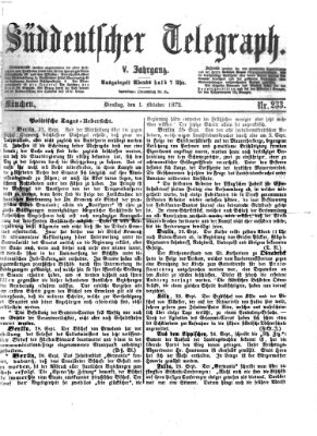 Süddeutscher Telegraph Dienstag 1. Oktober 1872