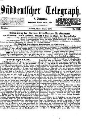 Süddeutscher Telegraph Mittwoch 2. Oktober 1872