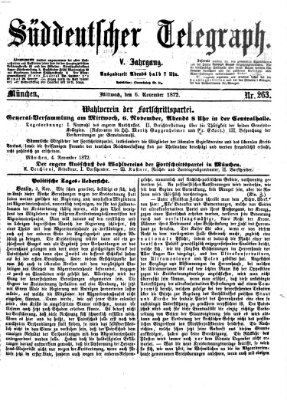 Süddeutscher Telegraph Mittwoch 6. November 1872