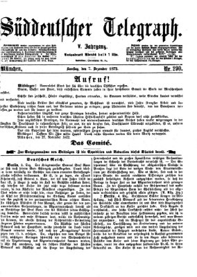 Süddeutscher Telegraph Samstag 7. Dezember 1872