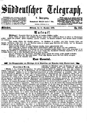 Süddeutscher Telegraph Mittwoch 11. Dezember 1872