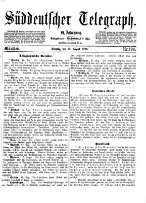 Süddeutscher Telegraph Dienstag 19. August 1873