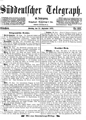 Süddeutscher Telegraph Sonntag 21. September 1873