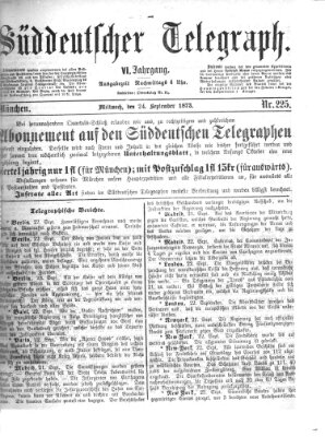Süddeutscher Telegraph Mittwoch 24. September 1873