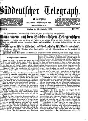 Süddeutscher Telegraph Samstag 27. September 1873