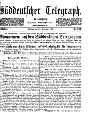 Süddeutscher Telegraph Dienstag 30. September 1873