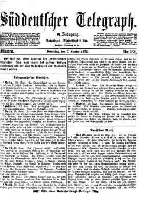 Süddeutscher Telegraph Donnerstag 2. Oktober 1873