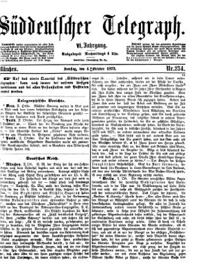 Süddeutscher Telegraph Samstag 4. Oktober 1873