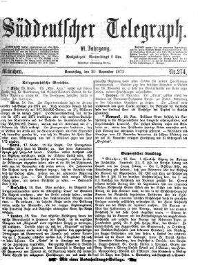 Süddeutscher Telegraph Donnerstag 20. November 1873