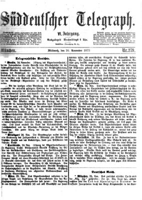 Süddeutscher Telegraph Mittwoch 26. November 1873