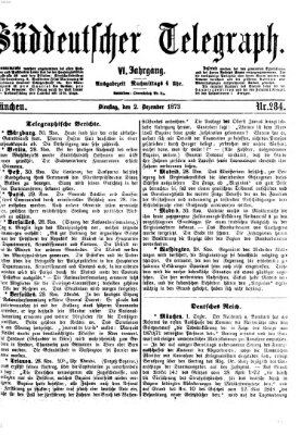 Süddeutscher Telegraph Dienstag 2. Dezember 1873