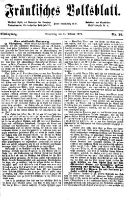 Fränkisches Volksblatt. Ausg. 000 (Fränkisches Volksblatt) Donnerstag 15. Februar 1872