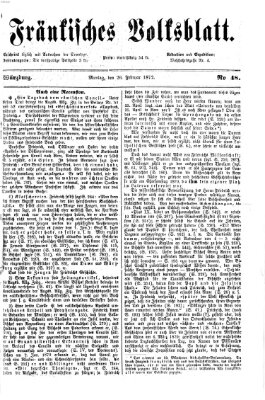 Fränkisches Volksblatt. Ausg. 000 (Fränkisches Volksblatt) Montag 26. Februar 1872