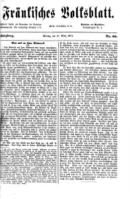 Fränkisches Volksblatt. Ausg. 000 (Fränkisches Volksblatt) Montag 11. März 1872
