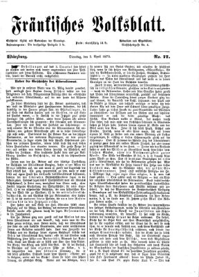 Fränkisches Volksblatt. Ausg. 000 (Fränkisches Volksblatt) Dienstag 2. April 1872