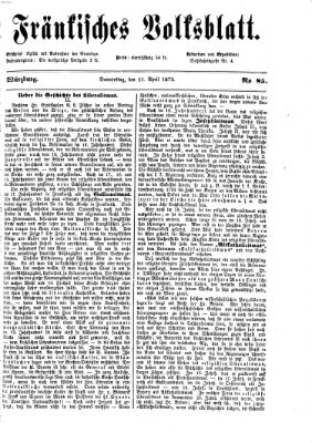 Fränkisches Volksblatt. Ausg. 000 (Fränkisches Volksblatt) Donnerstag 11. April 1872